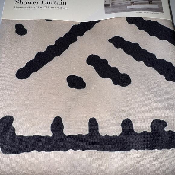NWT Society6 Thinline Studio Cloth Shower Curtain 68 x 72" Line Mud Bone - Picture 4 of 6